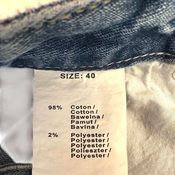 Nasty Gal Colorblock Two-Tone Split Hem High Rise Blue Denim Jeans Size 40 - Picture 5 of 5